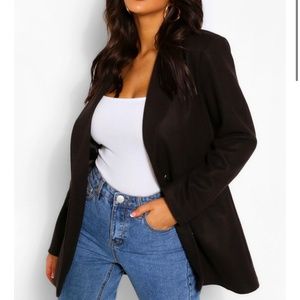 bohoo wool look single button jacket sz 4
